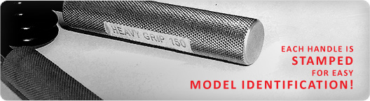 Our unique trade-marked handle cut-out allows you to easily reference which model of Heavy Grip you are working with. Our high quality handgripper handles are first knurled, then we grind out a small section of the inside handles and then stamp on the Heavy Grip model number on the cut-out area. This is a unique design of the HeavyGrips handgrippers for easy strength reference.  The HG hand-grip series will help you develop HUGE forearms muscles and giant wrists as well as a crushing grip!! Perfect gift for athletes for Xmas,  Birthday and  Father's Day!!